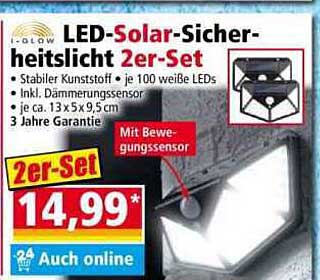 LED-Solar-Sicherheitslicht 2er-Set