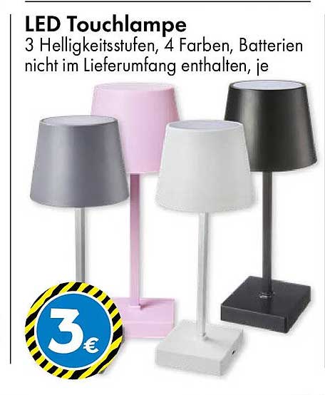 LED Touchlampe – 3 Helligkeitsstufen und 4 Farben