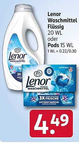 Lenor Waschmittel Flüssig 20 WL oder Pods 15 WL