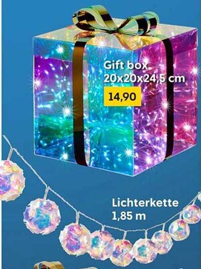 Lichterkette 1,85 m und Geschenkbox 20x20x24,5 cm zum Sparpreis
