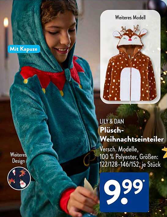 LILY & DAN Plüsch-Weihnachtseinteiler