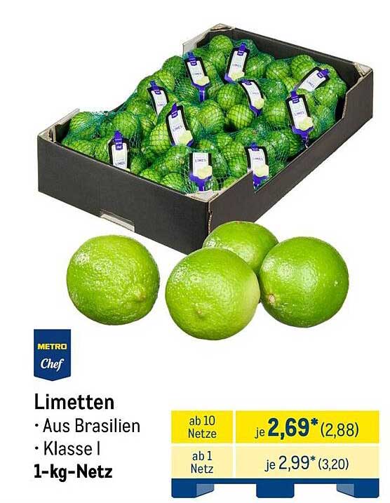 Limetten aus Brasilien – Klare Klasse I im praktischen 1-kg-Netz