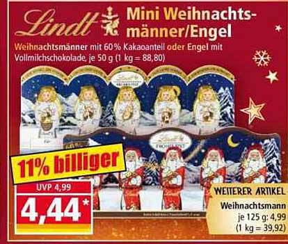Lindt Mini Weihnachtsmänner/Engel - Je 50 g