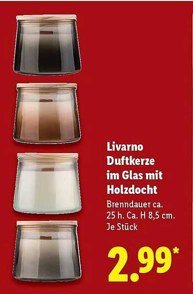 Livorno Duftkerze im Glas mit Holzdocht