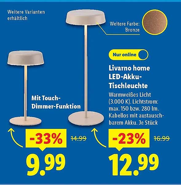 Livorno home LED-Akku-Tischleuchte