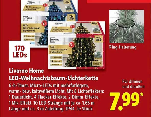 Livorno Home LED-Weihnachtsbaum-Lichterkette