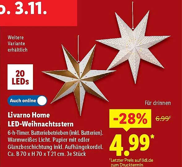 Livorno Home LED-Weihnachtsstern