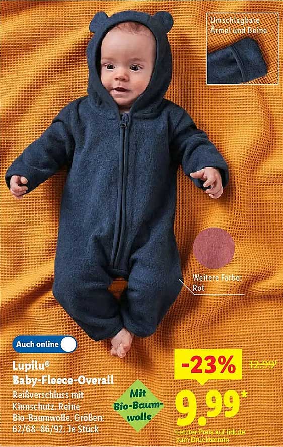 Lupilu® Baby-Fleece-Overall mit Kinnschutz – Jetzt im Angebot!