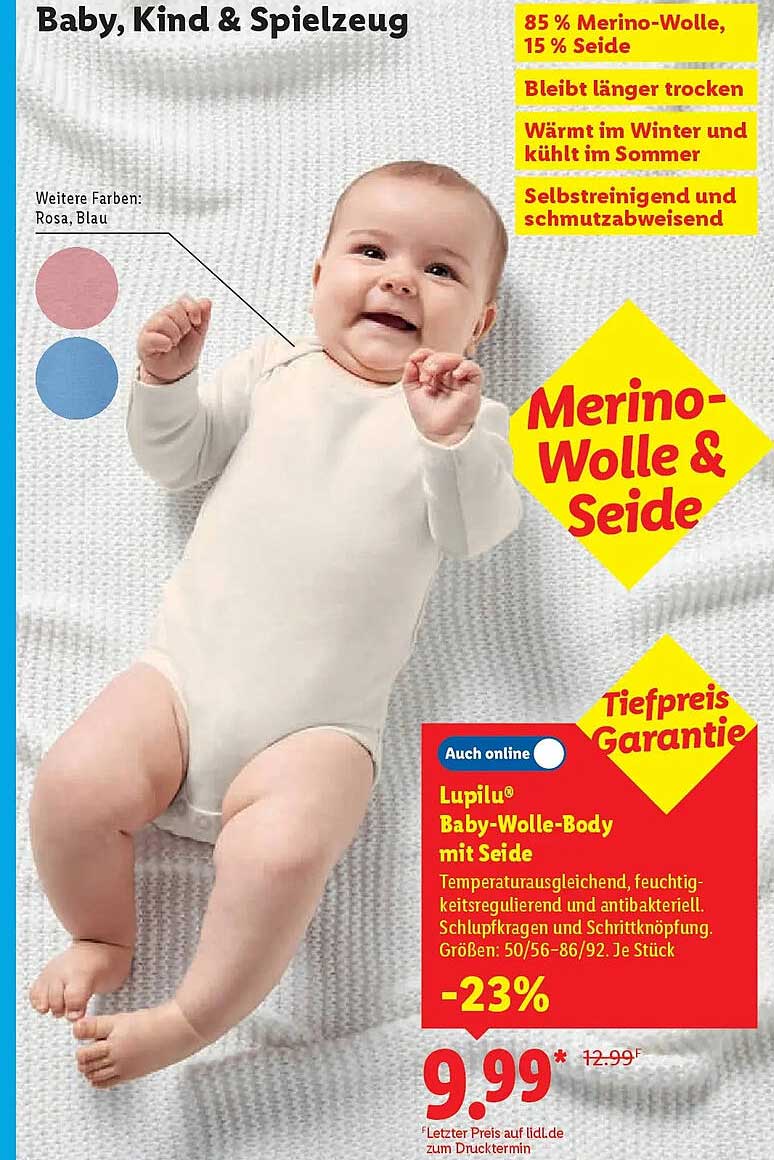 Lupilu® Baby-Wolle-Body mit Seide