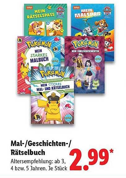 Mal-/Geschichten-/Rätselbuch