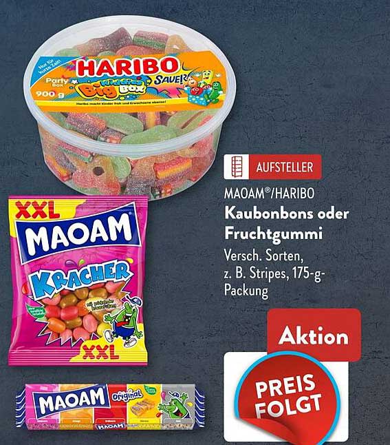 MAOAM®/HARIBO Kaubonbons oder Fruchtgummi