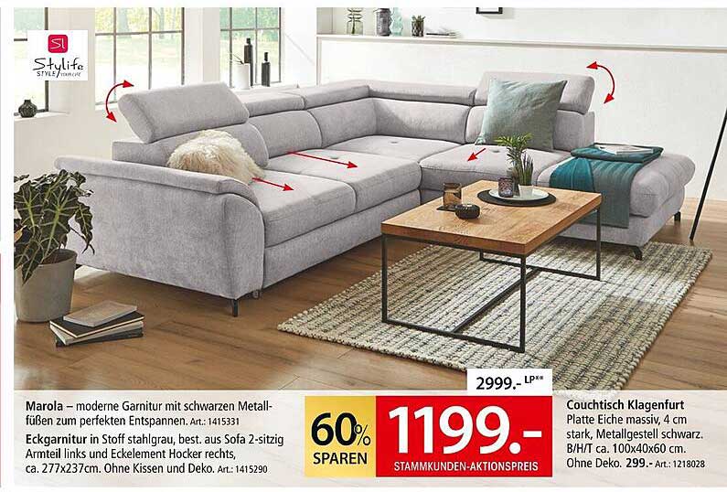 Marola – moderne Garnitur mit schwarzen Metallfüßen