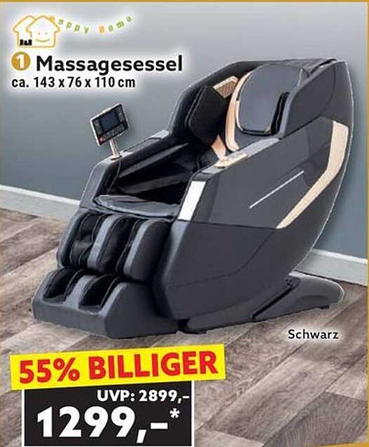 Massagesessel schwarz - ca. 143 x 76 x 110 cm