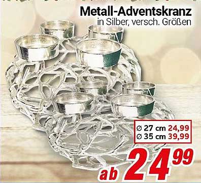 Metall-Adventskranz in Silber, versch. Größen