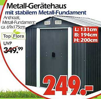 Metall-Geräteschuppen mit stabilem Metall-Fundament