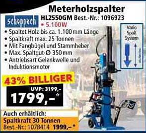 Meterholzspalter HL2550GM - 43% Rabatt auf den UVP!