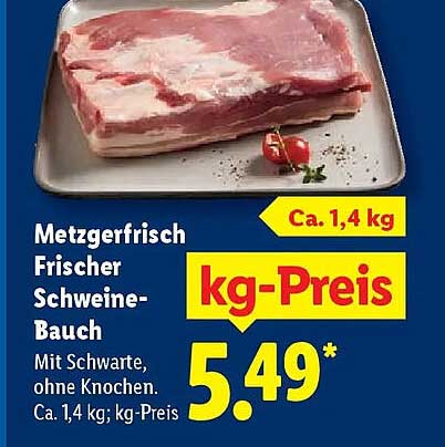 Metzgerfrisch Frischer Schweine-Bauch