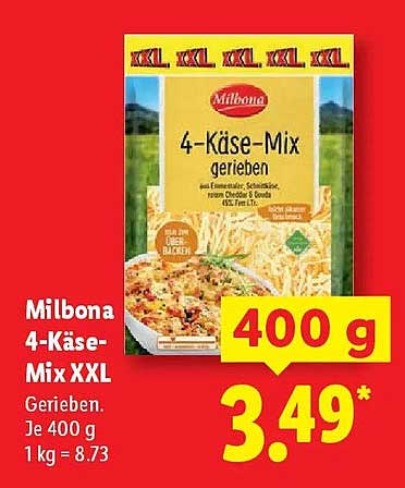 Milbona 4-Käse-Mix XXL 400 g