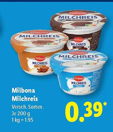 Milbona Milchreis - Verschiedene Sorten je 200 g