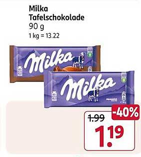 Milka Tafelschokolade 90 g - 40% Rabatt