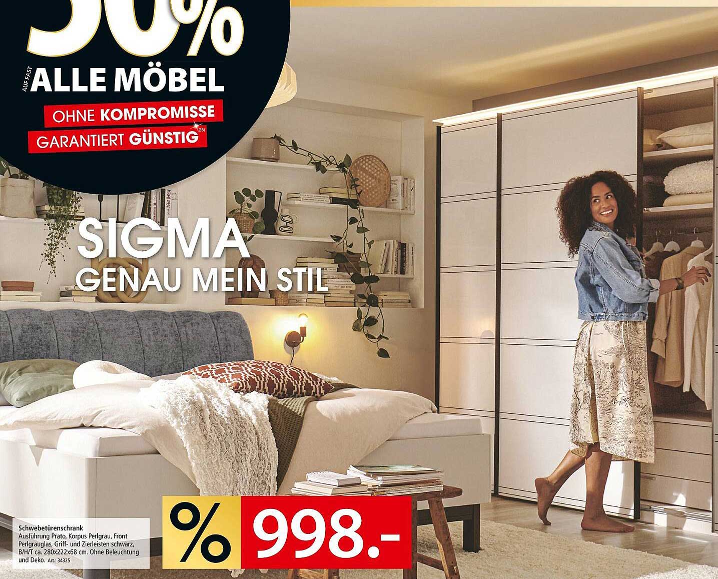 Möbelangebot: 50% Rabatt auf alle Möbel von Sigma