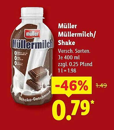 Müller Müller Milch/Shake, Verschiedene Sorten, 400 ml