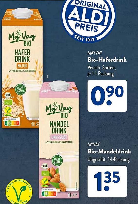 MYVAY Bio-Haferdrink und Bio-Mandeldrink - Abwechslung für jeden Geschmack
