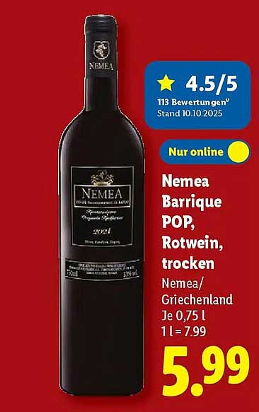 Nemea Barrique POP, Rotwein, trocken