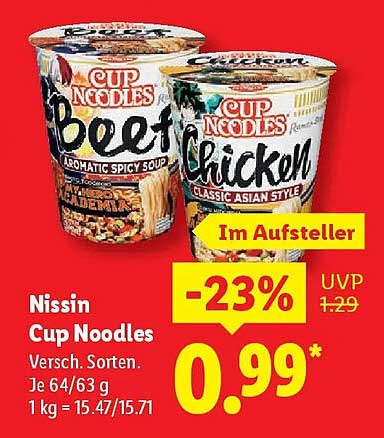 Nissin Cup Noodles - Verschiedene Sorten