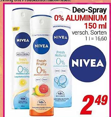 NIVEA Deo-Spray 0% Aluminium 150 ml - Verschiedene Sorten