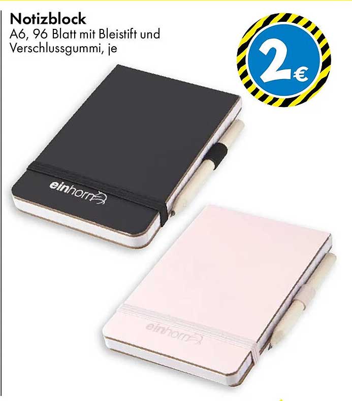 Notizblock A6, 96 Blatt mit Bleistift und Verschlussgummi