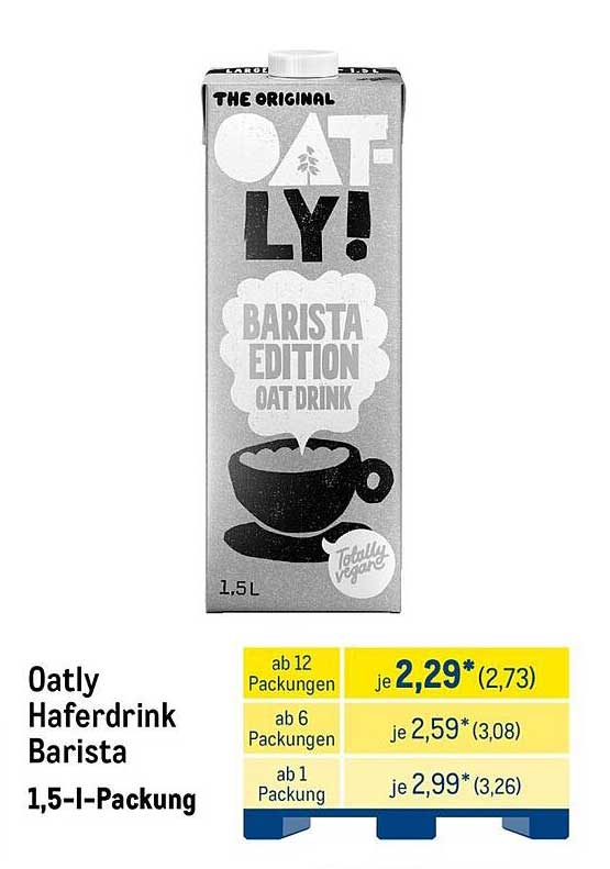 Oatly Haferdrink Barista 1,5 l-Packung