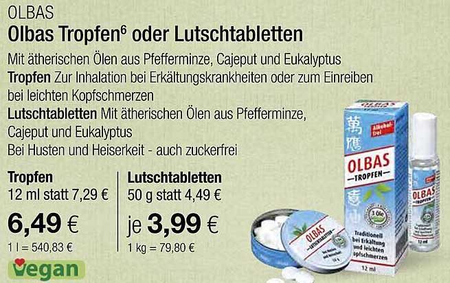 Olbas Tropfen oder Lutschtabletten