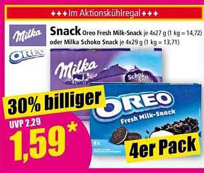 Oreo Fresh Milk-Snack 4er Pack