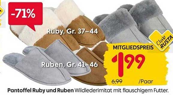 Pantoffel Ruby und Ruben – Wildlederimitat mit flauschigem Futter