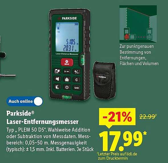 Parksid® Laser-Entfernungsmesser Typ „PLEM 50 D5“