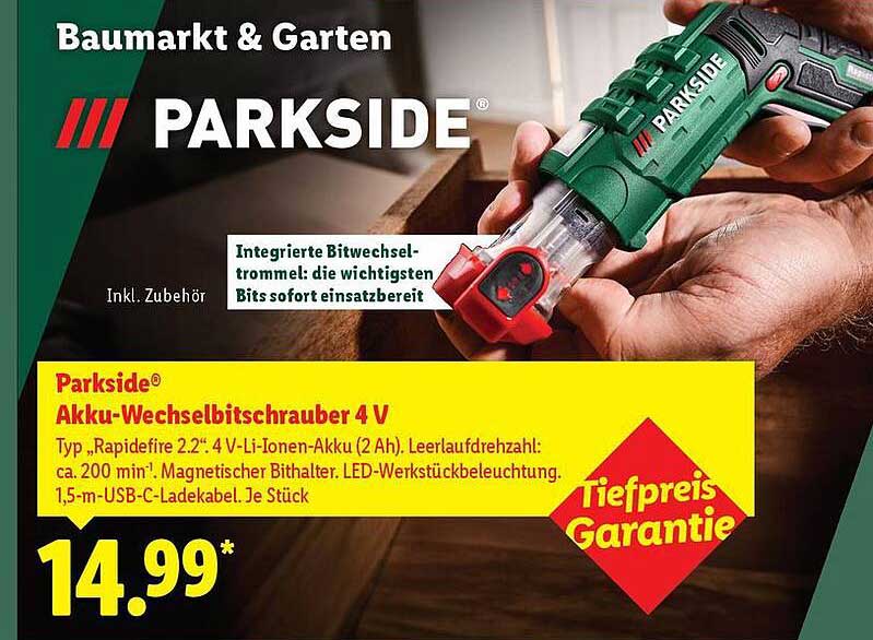 Parkside Akku-Wechselbitschrauber 4 V