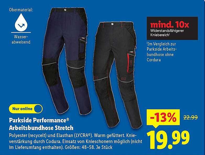 Parkside Performance® Arbeitsbundhose Stretch