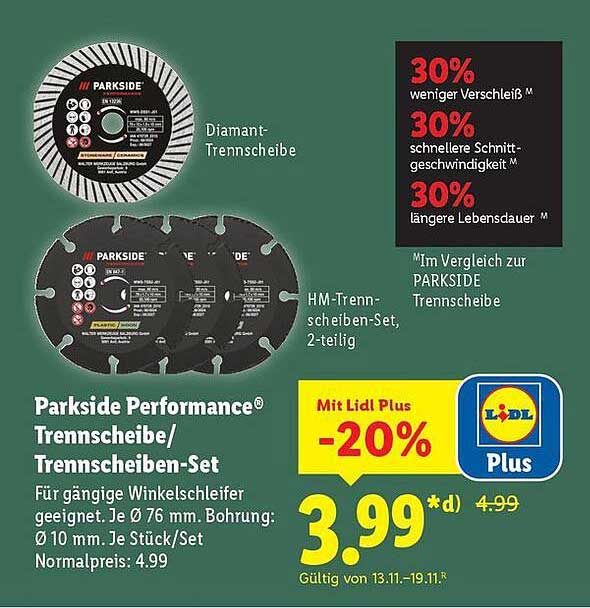 Parkside Performance® Trennscheibe/Trennscheiben-Set
