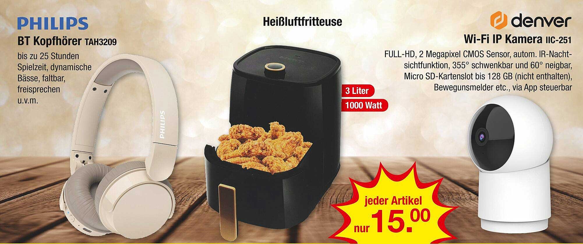 PHILIPS BT Kopfhörer TAH3209 und Denver Wi-Fi IP Kamera IIC-251