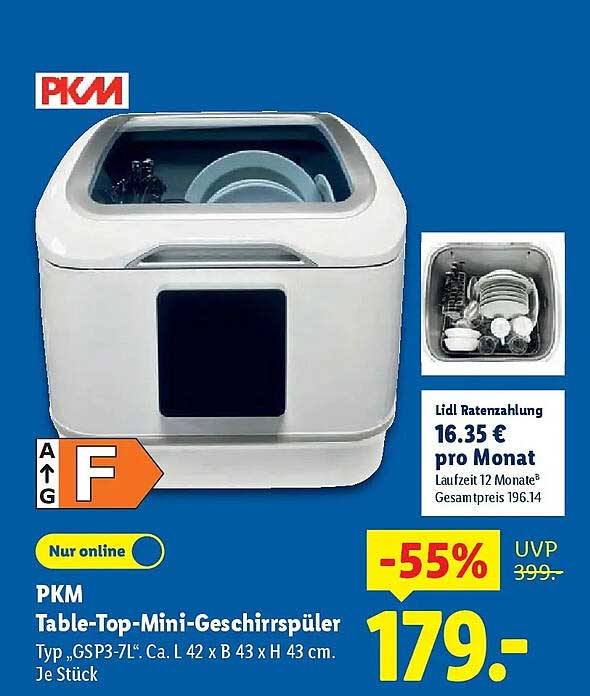 PKM Table-Top-Mini-Geschirrspüler