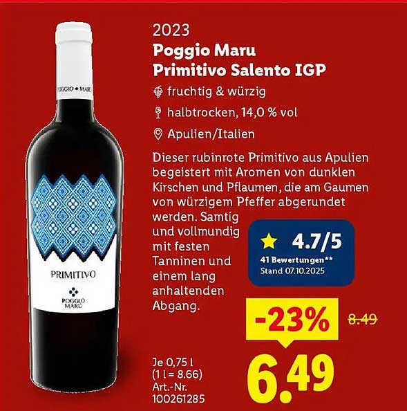 Poggio Maru Primitivo Salento IGP