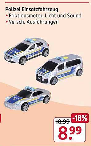 Polizei Einsatzfahrzeug mit Friktionsmotor, Licht und Sound