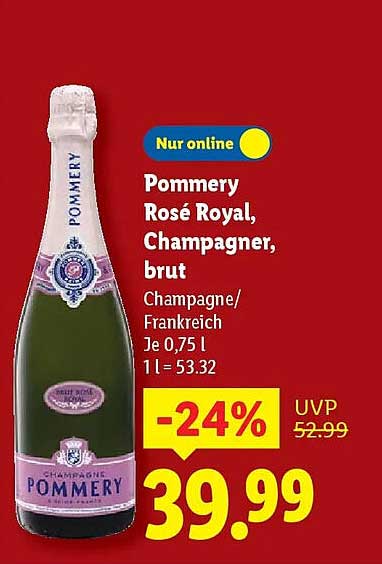 Pommery Rosé Royal, Champagner, brut - 0,75 l