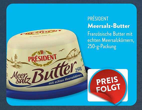 PRÉSIDENT Meersalz-Butter 250-g-Packung