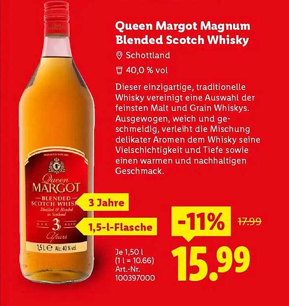 Queen Margot Magnum Blended Scotch Whisky 1,5 l