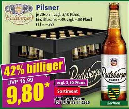 Radeberger Pilsner - 42% Rabatt auf Kastenbier