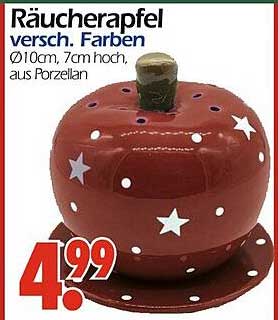 Räucherapfel verschiedene Farben Ø10cm, 7cm hoch, aus Porzellan