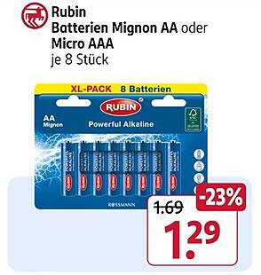 Rubin Batterien Mignon AA oder Micro AAA je 8 Stück