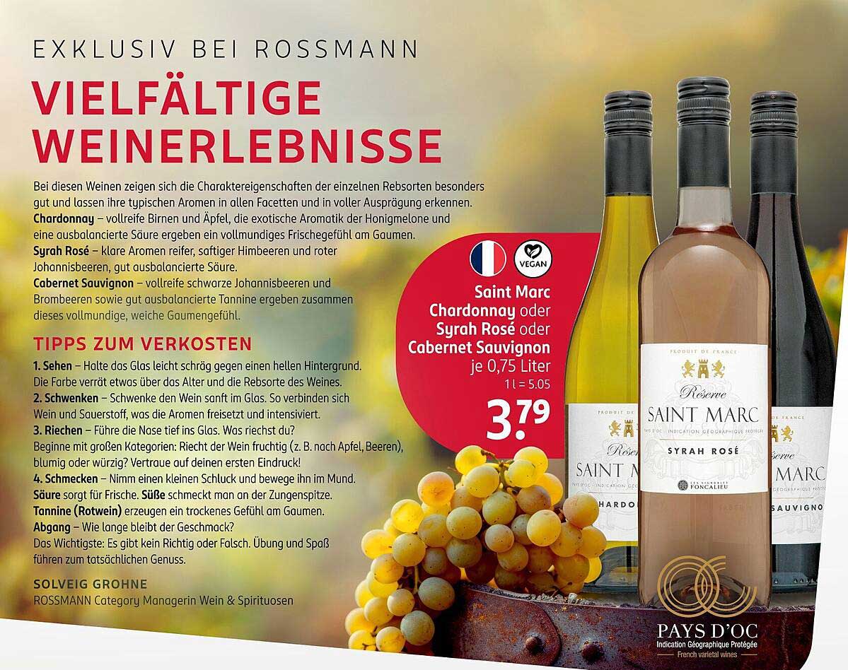 Saint Marc Chardonnay oder Syrah Rosé oder Cabernet Sauvignon je 0,75 Liter